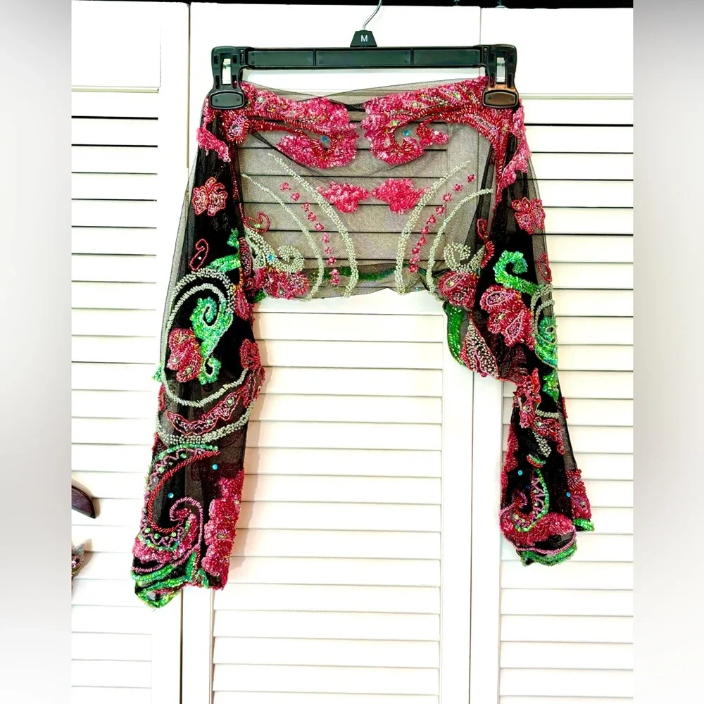 NWT Vintage Y2K Bob Mackie B’Zar Boho Paisley Beaded Dress Set 14/12 - Picture 9 of 15
